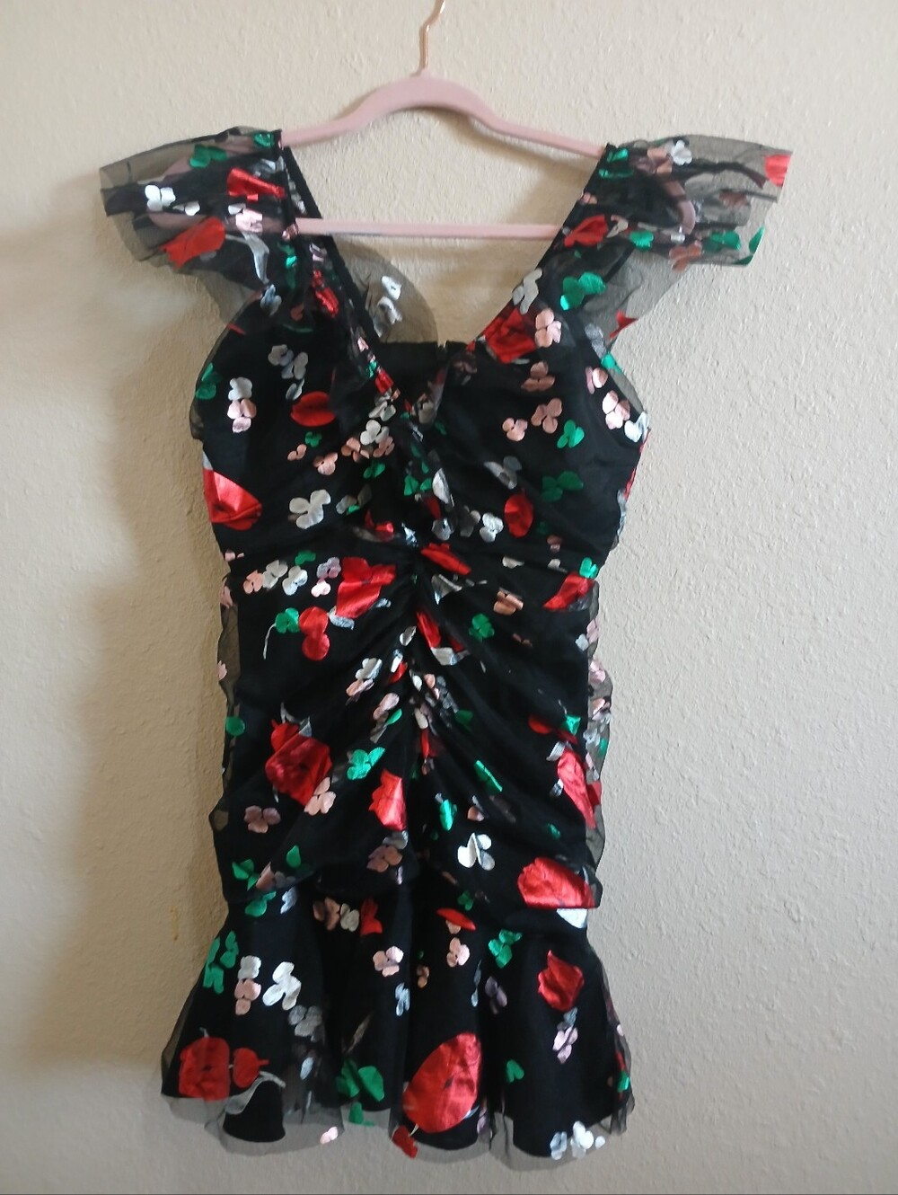 Alice McCall Floral Print Ruffled Ruched Mini Dress